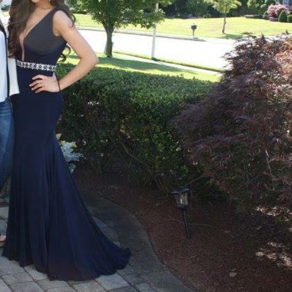 Jovani Navy Jeweled Gown - PROM - Picture 2 of 4